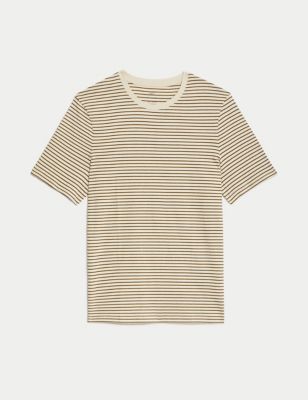 Pure Cotton Striped Crew Neck T-Shirt Image 2 of 7