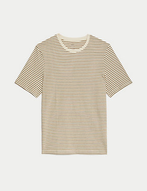Pure Cotton Striped Crew Neck T-Shirt Image 2 of 7