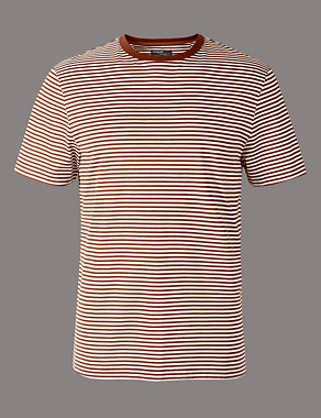 Pure Cotton Striped Crew Neck T-Shirt Image 2 of 3