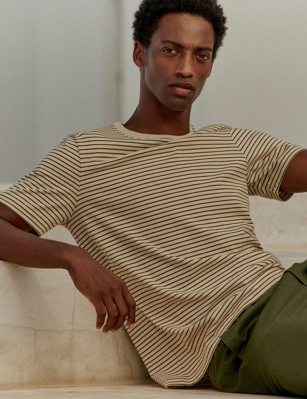 Pure Cotton Striped Crew Neck T-Shirt 3 of 7