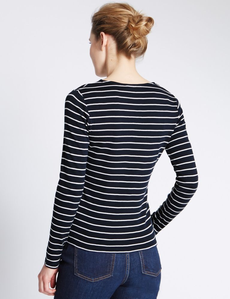 Pure Cotton Striped Crew Neck T-Shirt 3 of 3