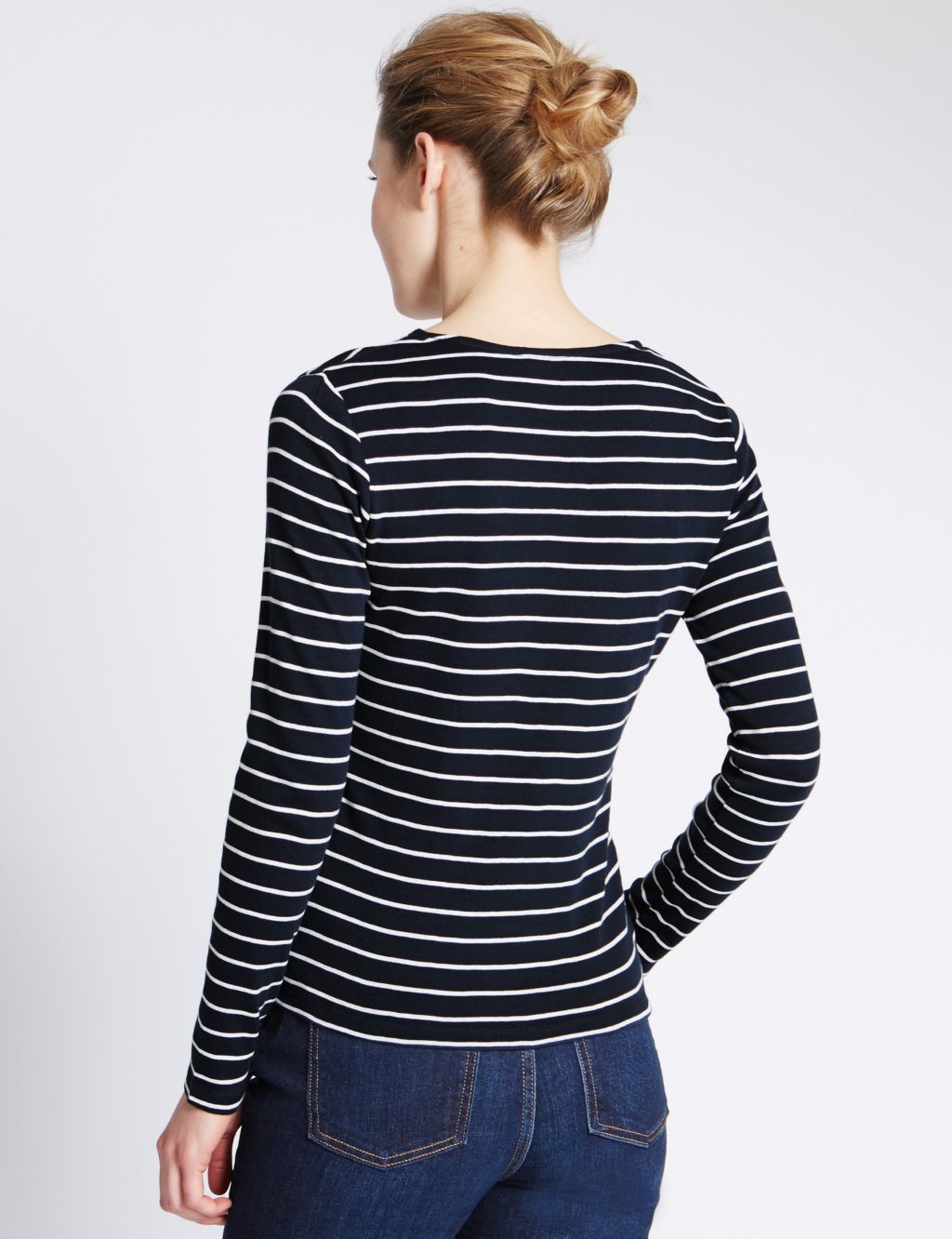 Pure Cotton Striped Crew Neck T-Shirt 2 of 3