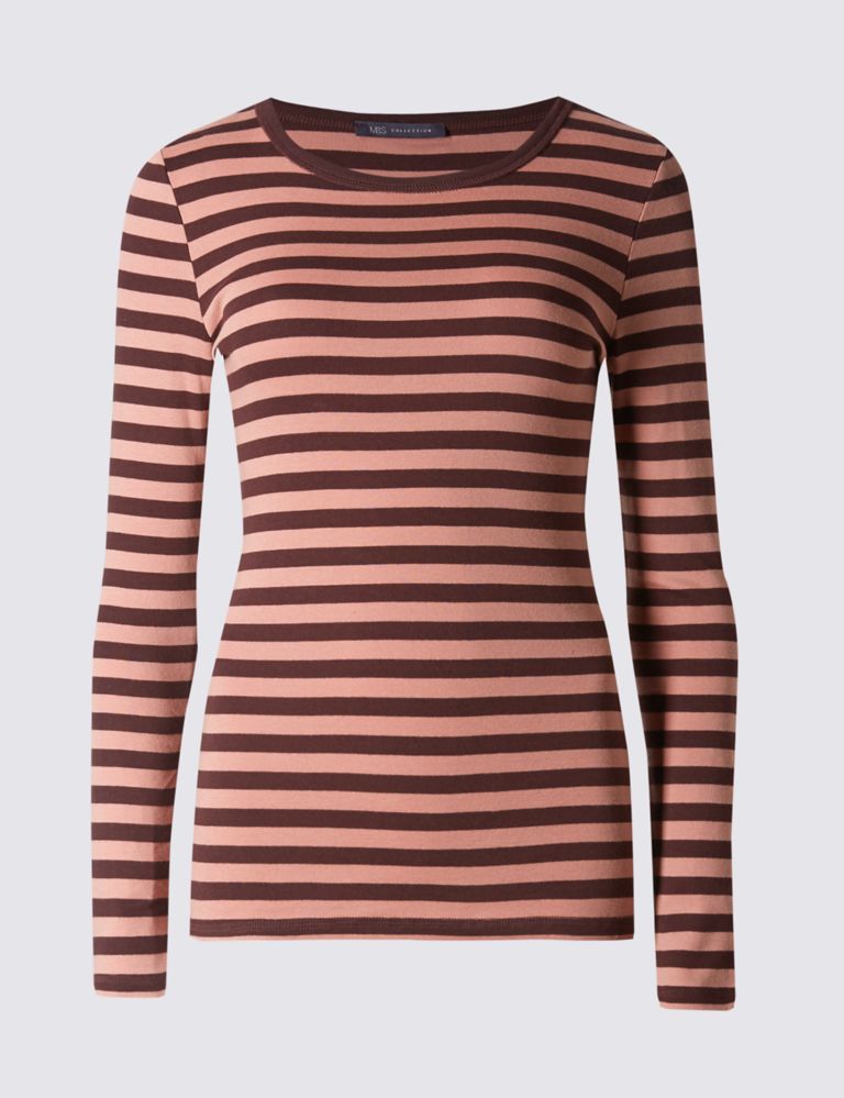 Pure Cotton Striped Crew Neck T-Shirt 2 of 4