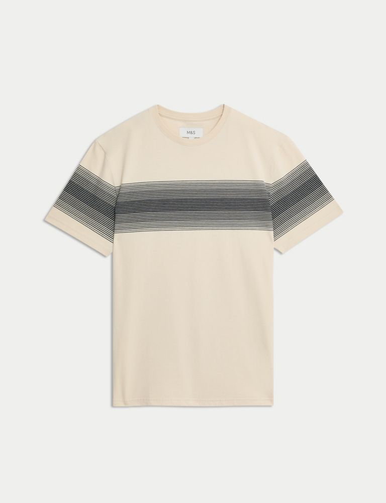 Pure Cotton Striped Crew Neck T-Shirt 2 of 5