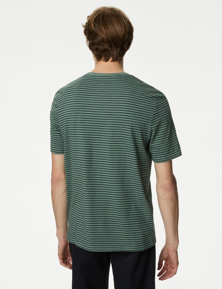 Pure Cotton Striped Crew Neck T-Shirt 5 of 5