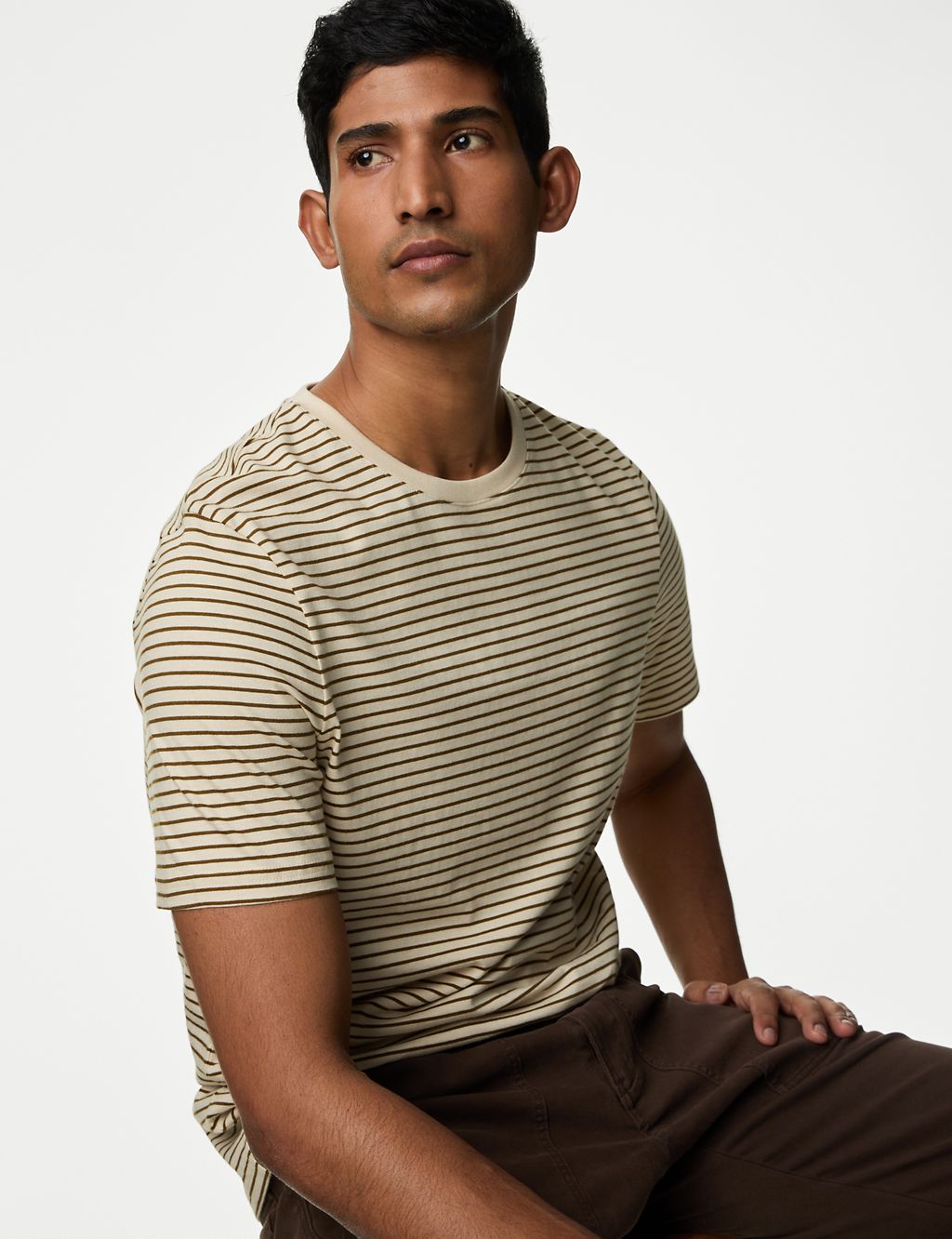 Pure Cotton Striped Crew Neck T-Shirt 6 of 7