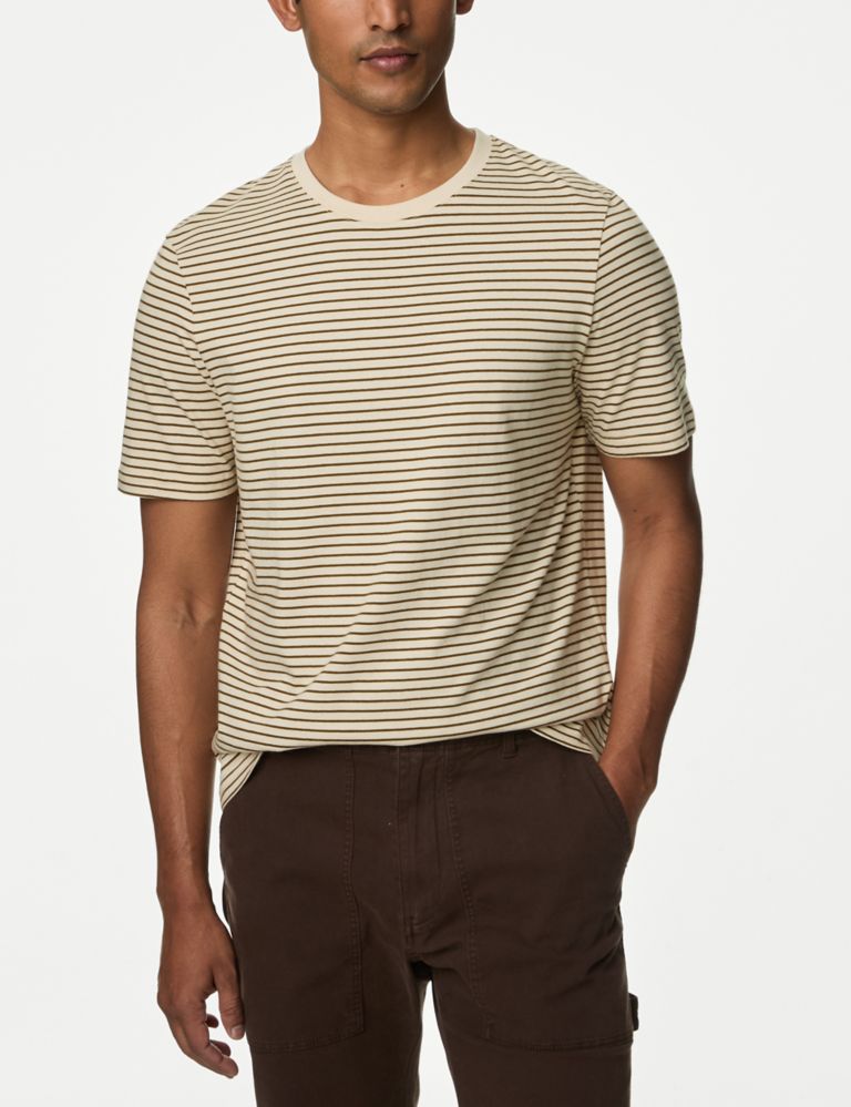 Pure Cotton Striped Crew Neck T-Shirt 7 of 7