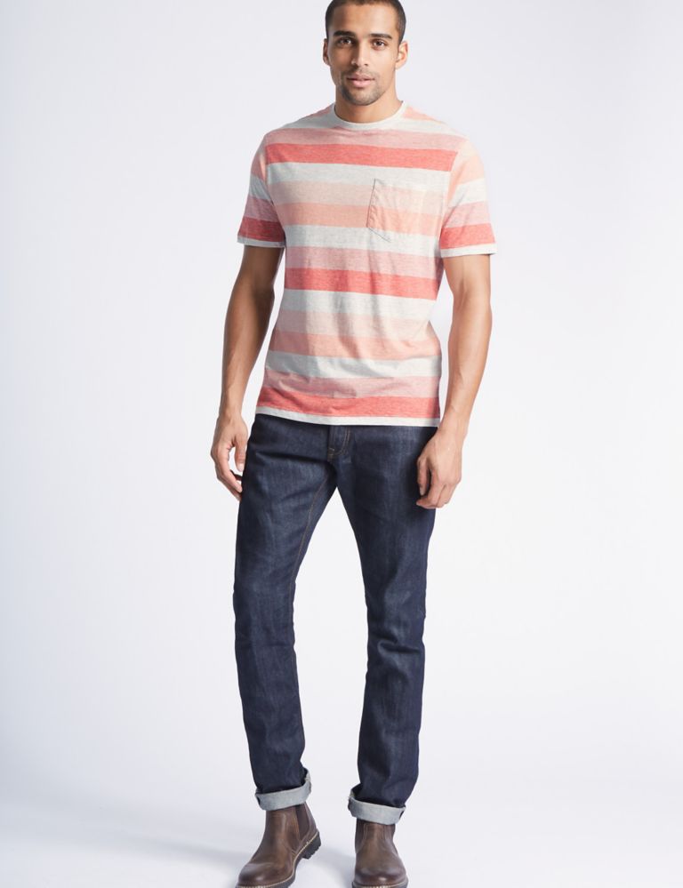 Pure Cotton Striped Crew Neck T-Shirt 3 of 4