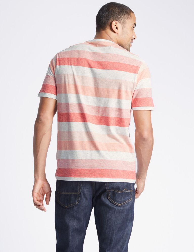 Pure Cotton Striped Crew Neck T-Shirt 4 of 4