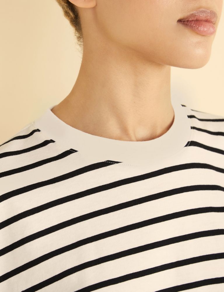 Pure Cotton Striped Crew Neck T-Shirt 3 of 4