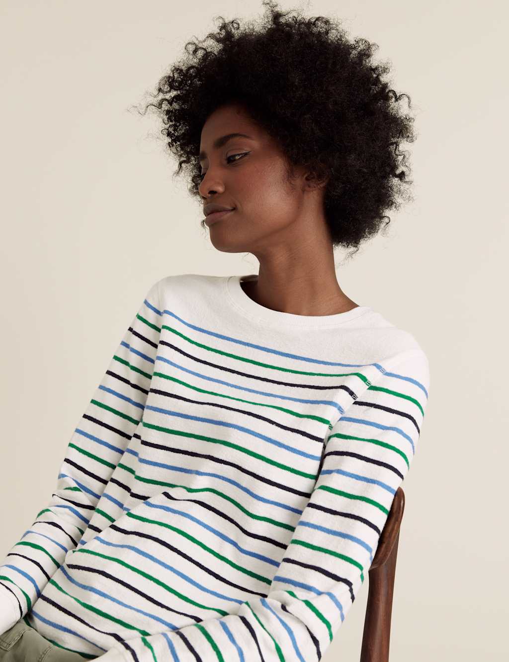 Pure Cotton Striped Crew Neck Top 2 of 6