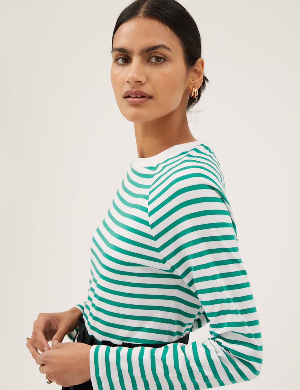 Pure Cotton Striped Crew Neck Top M&S Collection M&S