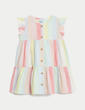 Pure Cotton Striped Dress (0-3 Yrs) Image 2 of 7