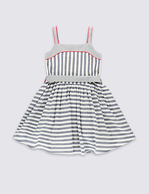 Pure Cotton Striped Dress (1-7 Years) Image 2 of 3