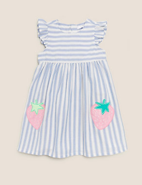 Pure Cotton Striped Dress (2-7 Yrs) Image 2 of 4