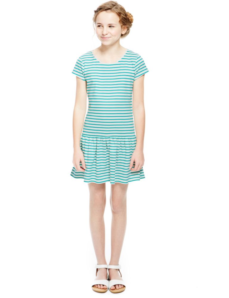 Pure Cotton Striped Dress (5-14 Years) 1 of 3