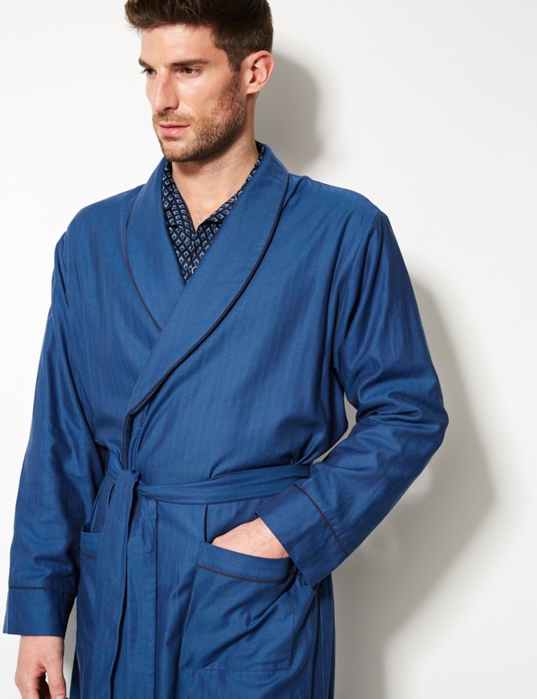 Pure Cotton Striped Dressing Gown 4 of 4