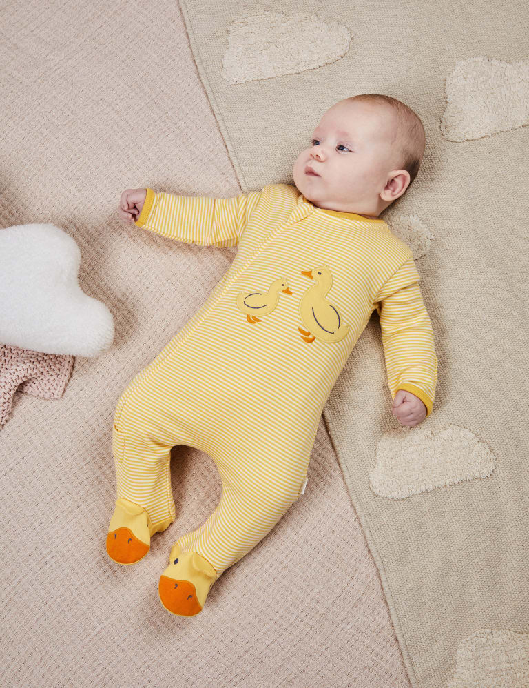 Pure Cotton Striped Duck Zip Sleepsuit 7lbs 12 Mths JoJo Maman