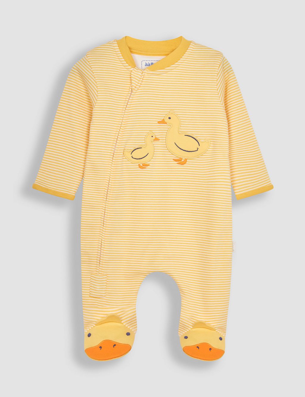Pure Cotton Striped Duck Zip Sleepsuit (7lbs-12 Mths) 1 of 6