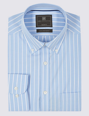 Pure Cotton Striped Easy to Iron Oxford Shirt Image 2 of 6
