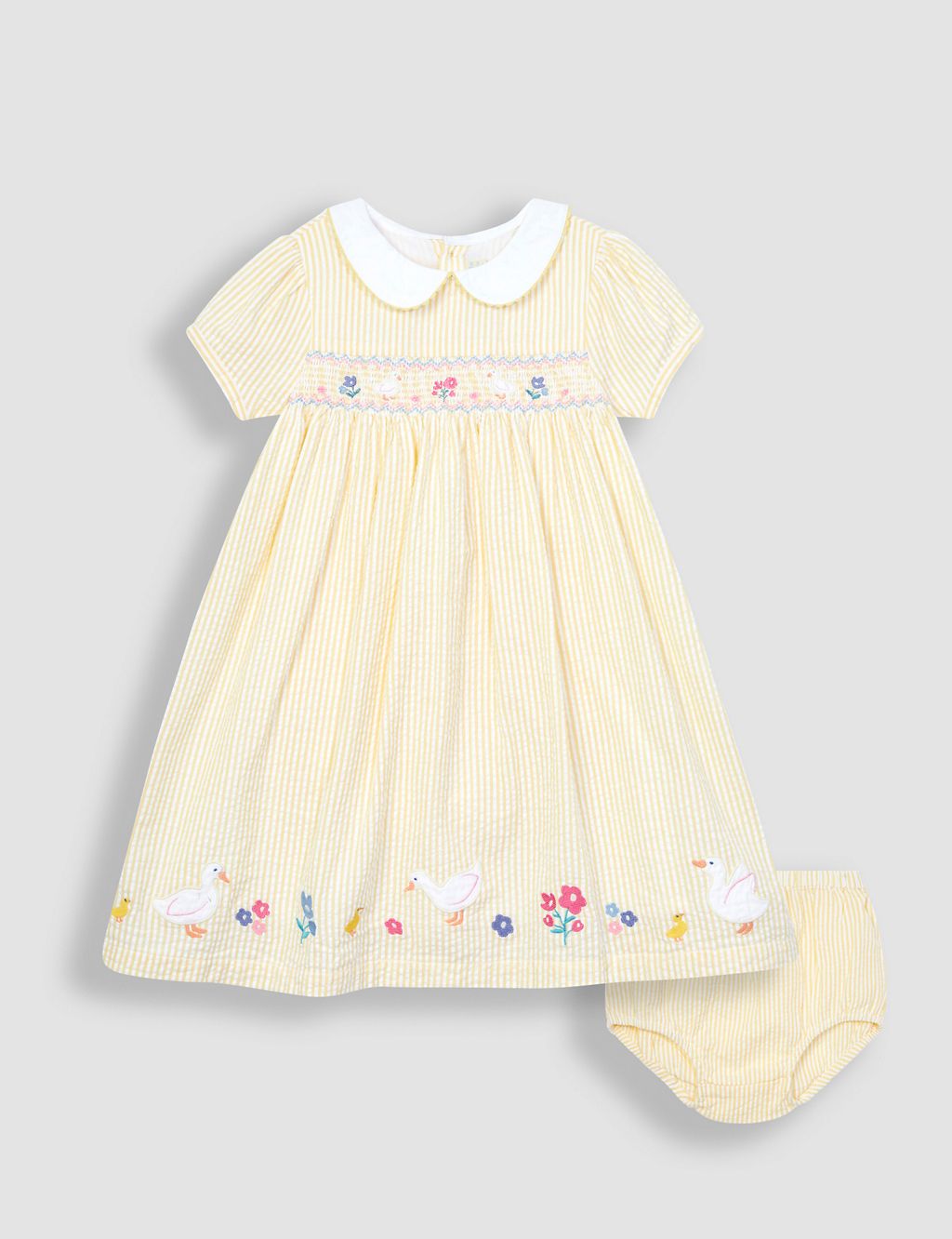 Pure Cotton Striped Embroidered Dress (0-5 Yrs) 2 of 5