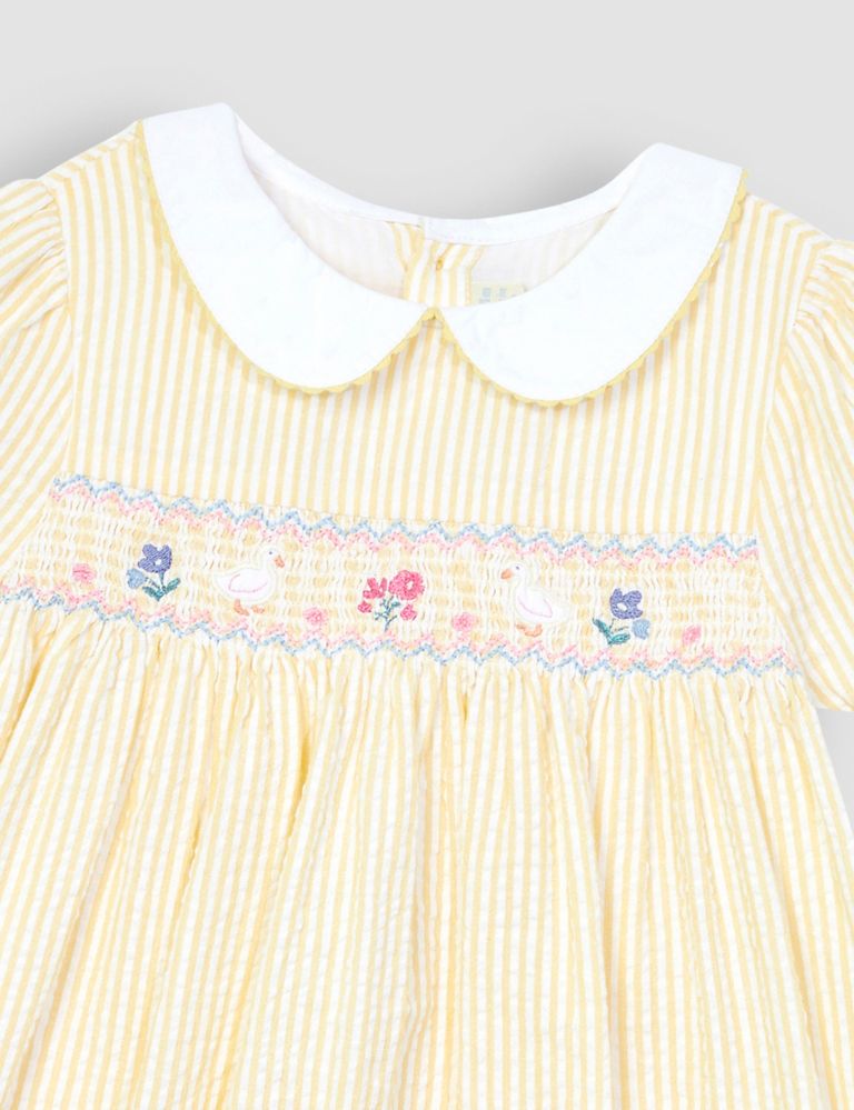 Pure Cotton Striped Embroidered Dress (0-5 Yrs) 4 of 5