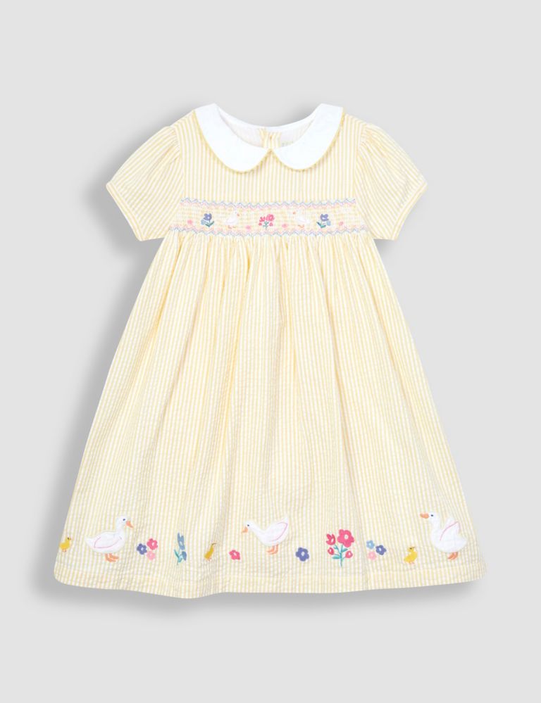 Pure Cotton Striped Embroidered Dress (0-5 Yrs) 2 of 5