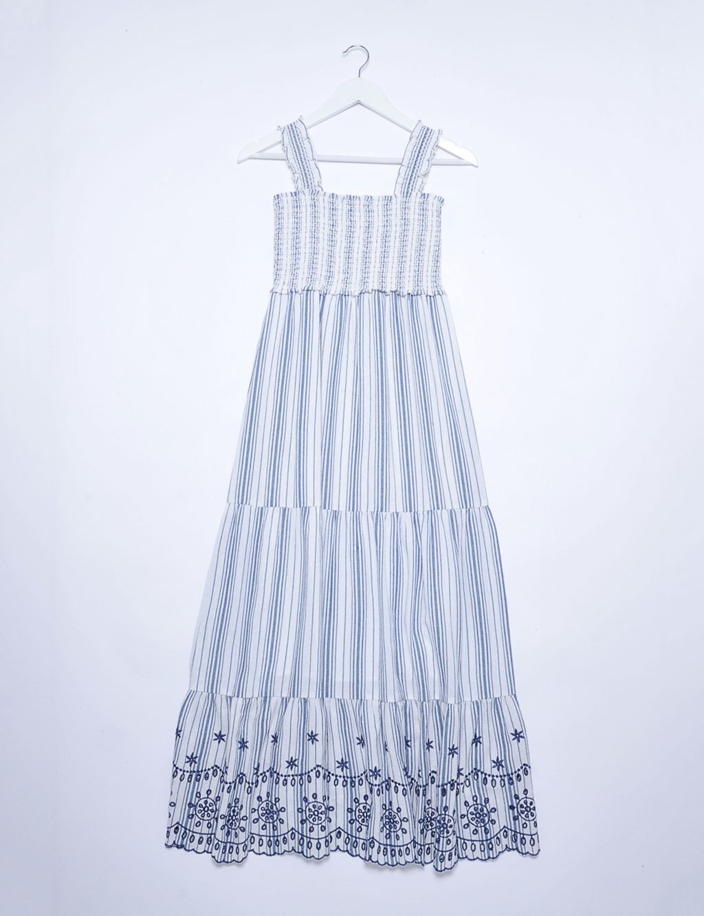 Pure Cotton Striped Embroidered Midi Dress 1 of 6