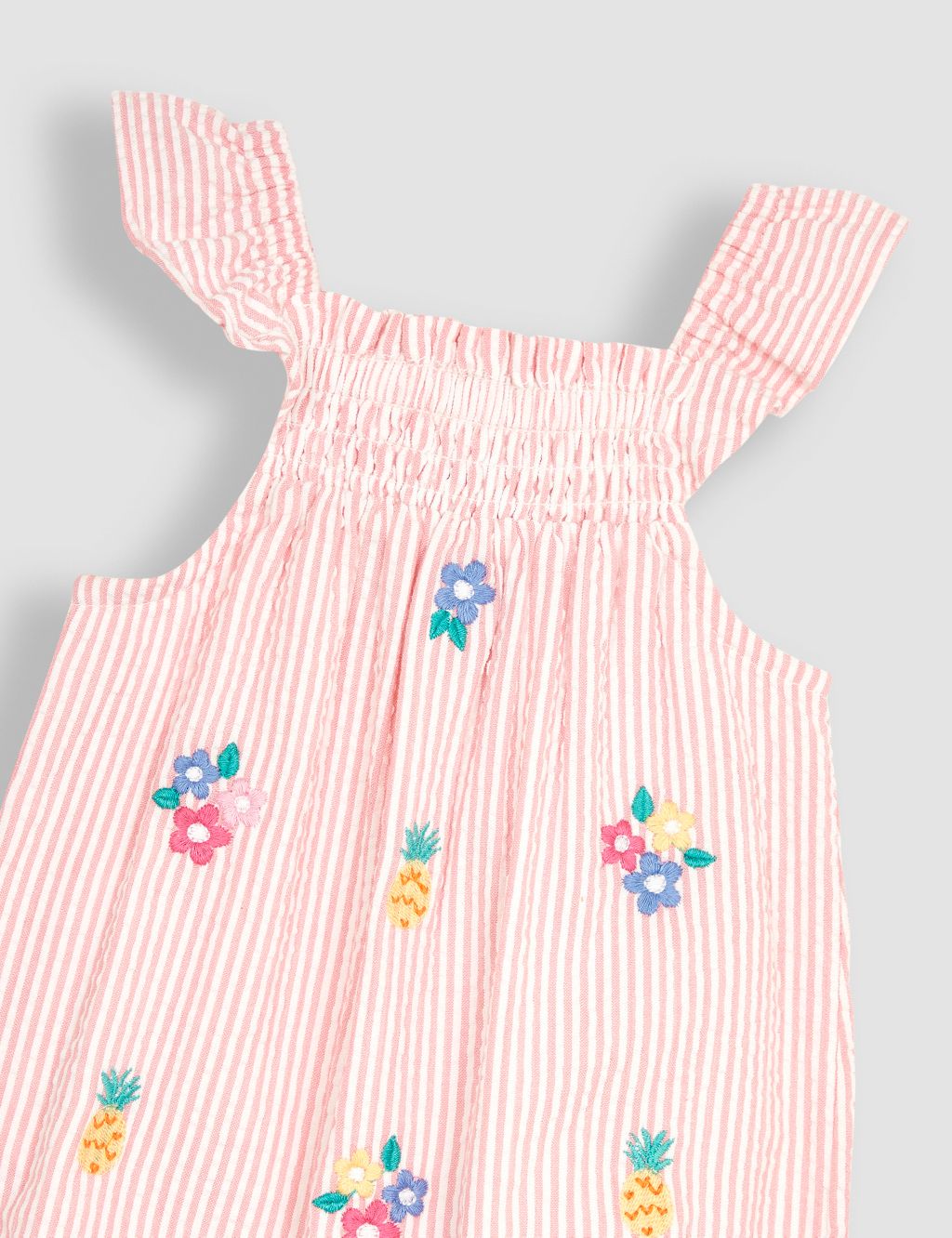 Pure Cotton Striped Embroidered Romper (0-3 Yrs) 1 of 4