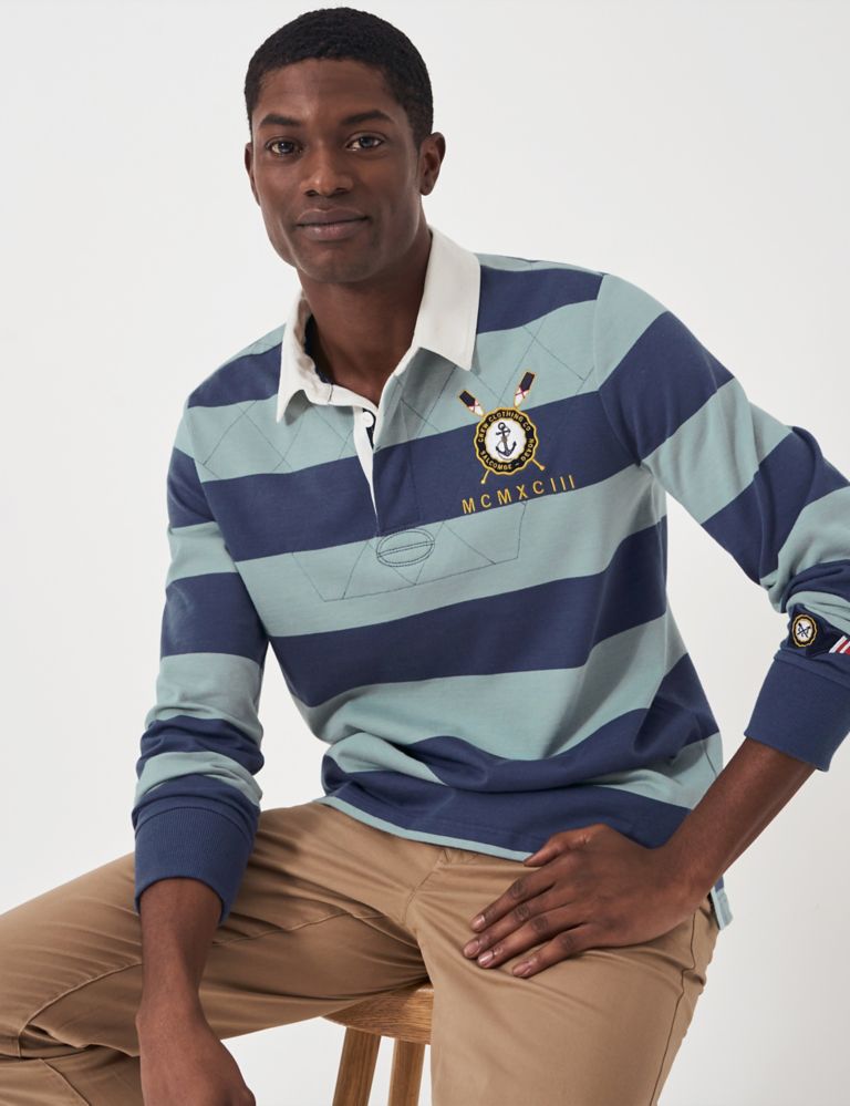 Pure Cotton Striped Embroidered Rugby Shirt 1 of 6