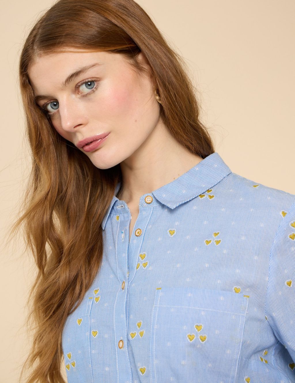 Pure Cotton Striped Embroidered Shirt 5 of 6