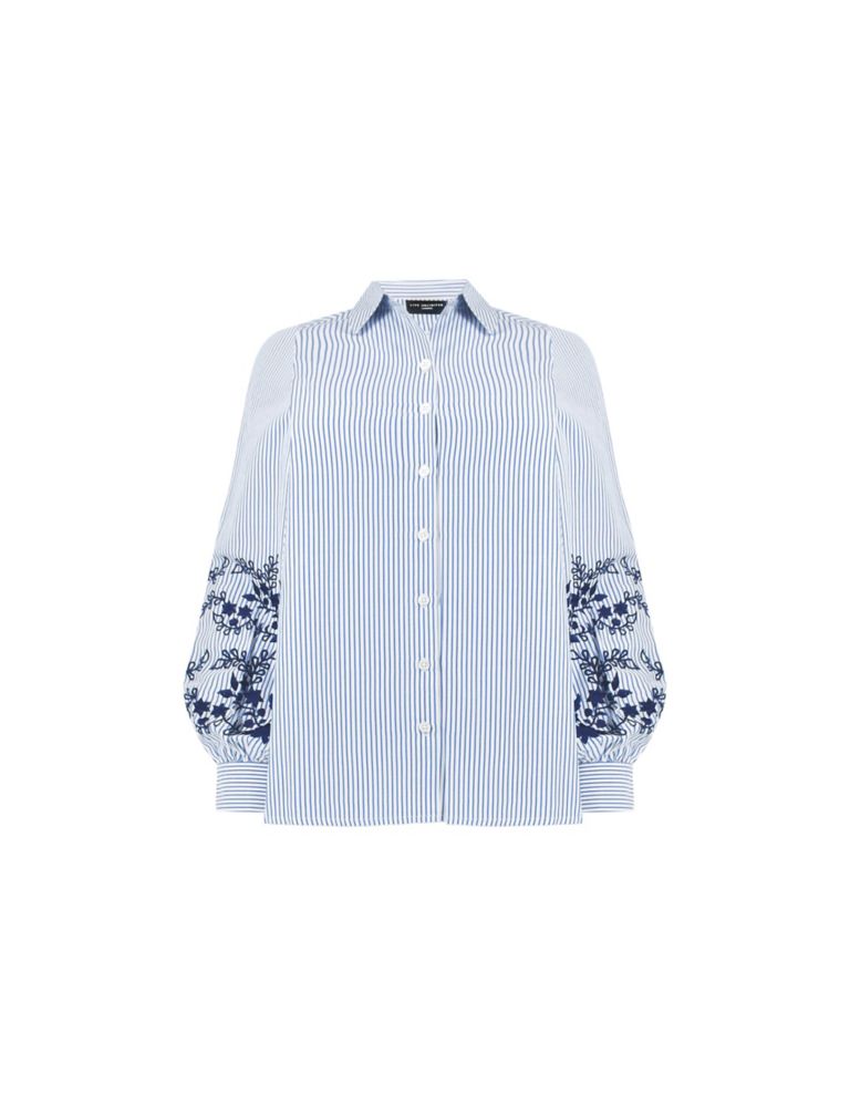 Pure Cotton Striped Embroidered Shirt 2 of 5