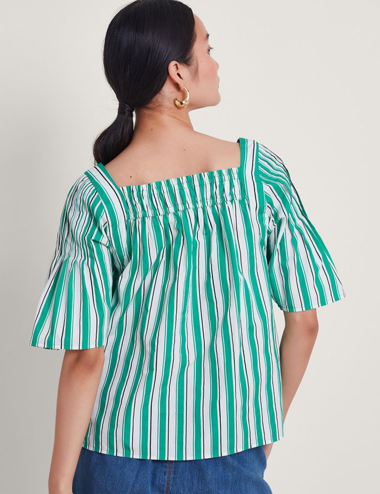 Pure Cotton Striped Embroidered Top 4 of 4