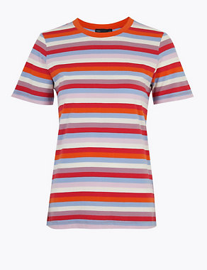 Pure Cotton Striped Everyday Fit T-Shirt Image 2 of 4