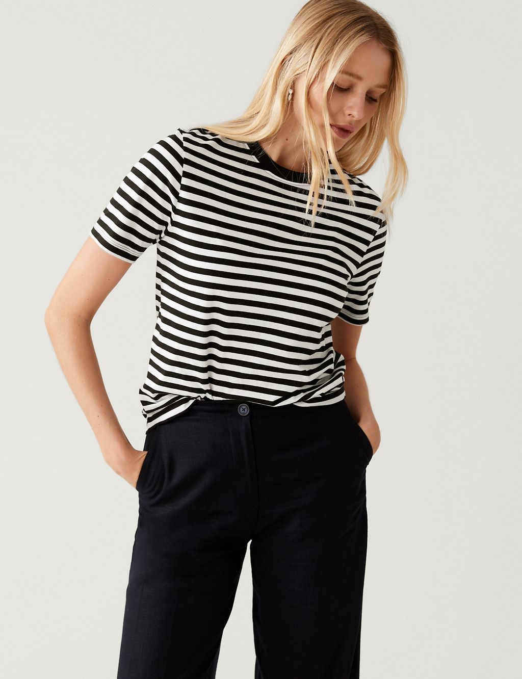 Pure Cotton Striped Everyday Fit T-Shirt | M&S Collection | M&S