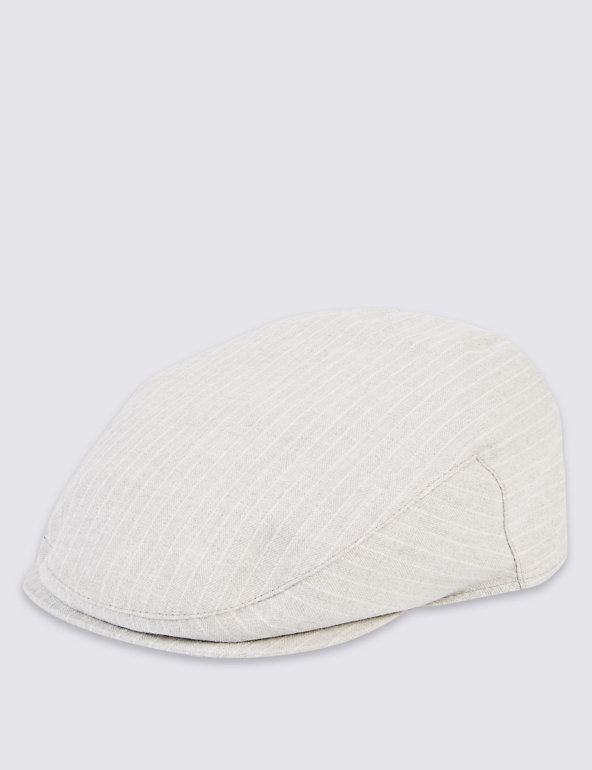 Pure Cotton Striped Flat Cap Image 1 of 1