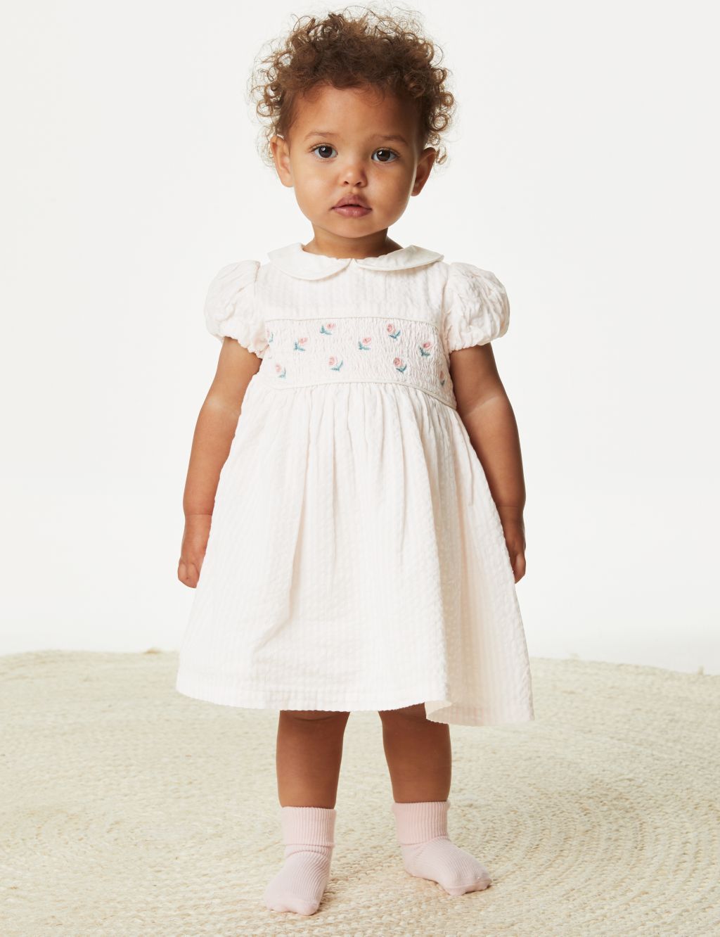 Pure Cotton Striped Floral Dress (0-3 Yrs) | M&S Collection | M&S