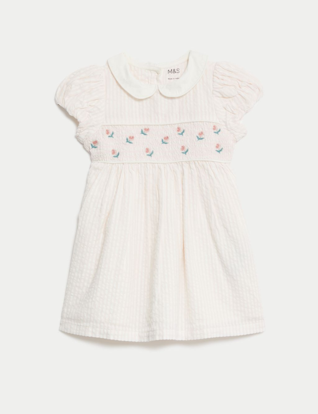 Pure Cotton Striped Floral Dress (0-3 Yrs) 1 of 5
