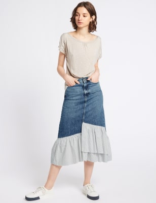 M&s white hot sale denim skirt