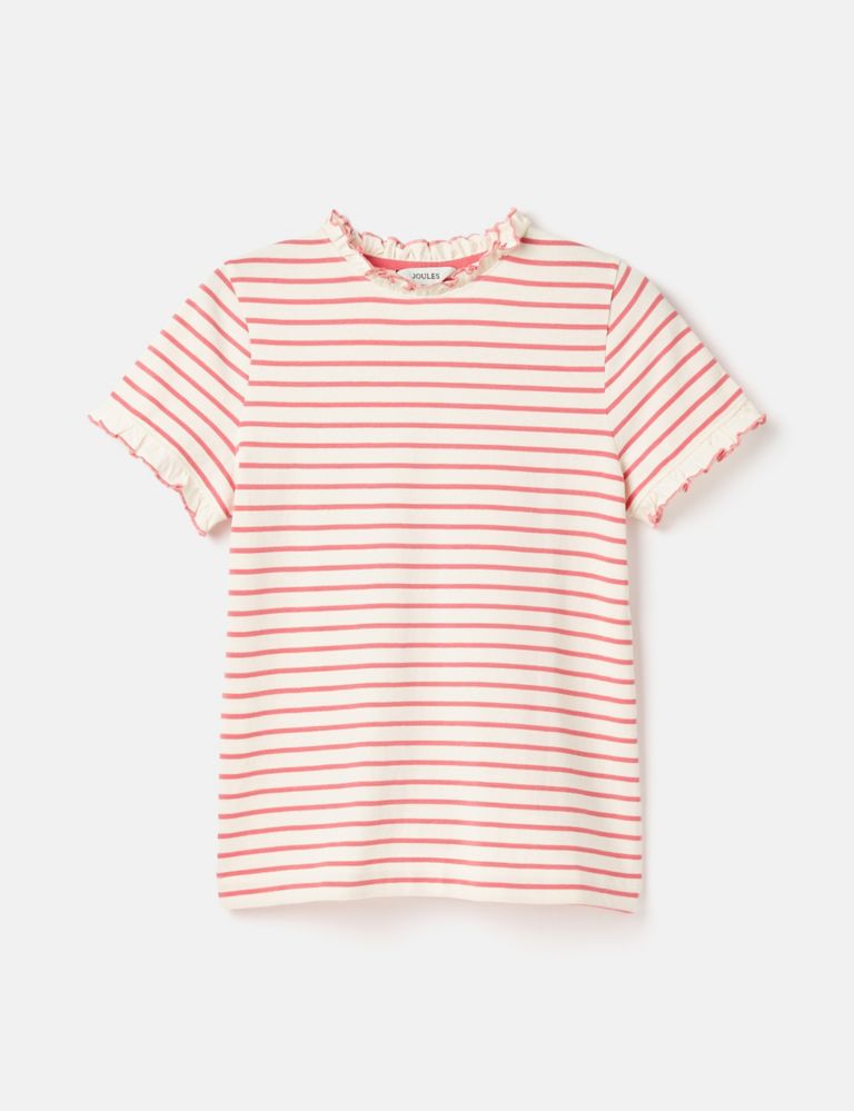 Pure Cotton Striped Frill Detail T-Shirt 1 of 3