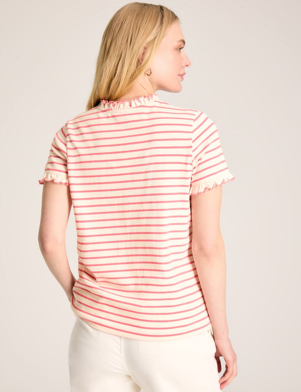 Pure Cotton Striped Frill Detail T-Shirt 2 of 3