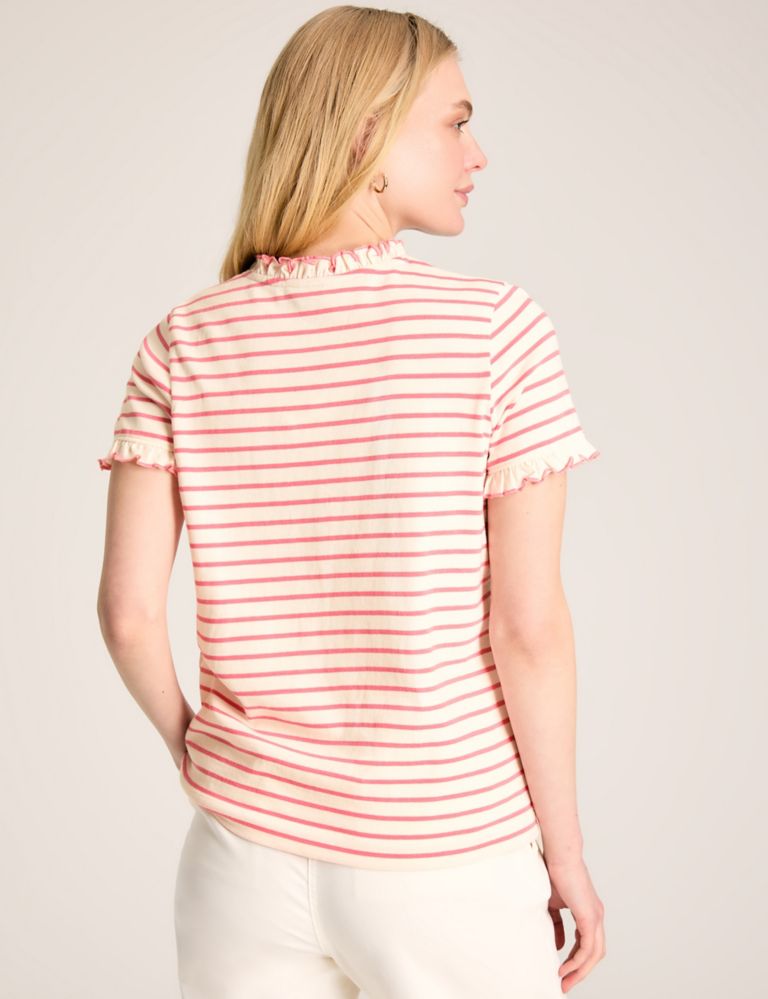Pure Cotton Striped Frill Detail T-Shirt 3 of 3