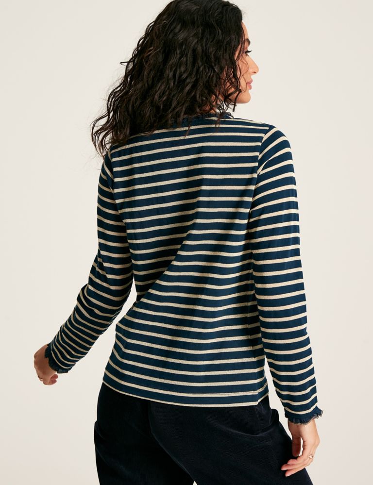 Pure Cotton Striped Frill Detail Top 3 of 5