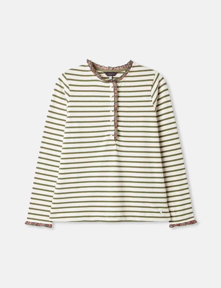 Pure Cotton Striped Frill Detail Top 2 of 6