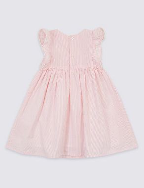 Pure Cotton Striped Frill Sleeve Dress Image 2 of 3