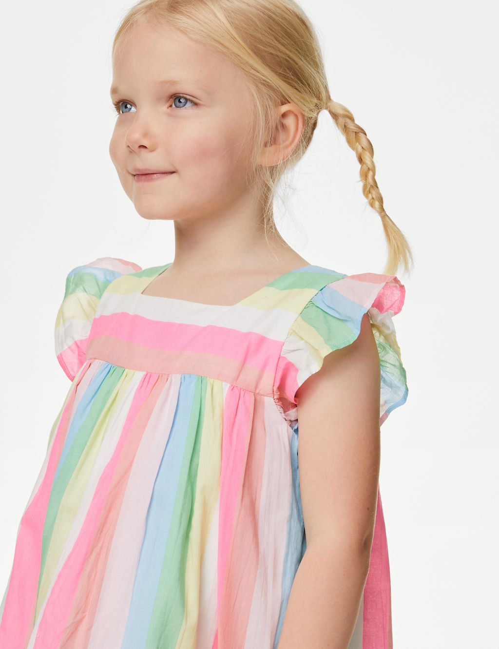 Pure Cotton Striped Frill Tiered Dress (2-8 Yrs) 4 of 5