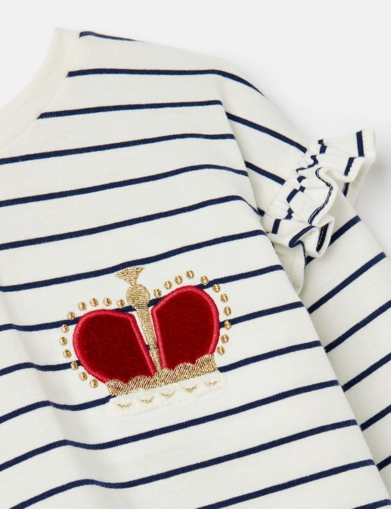 Pure Cotton Striped Frill Top (2-12 Yrs) 2 of 5
