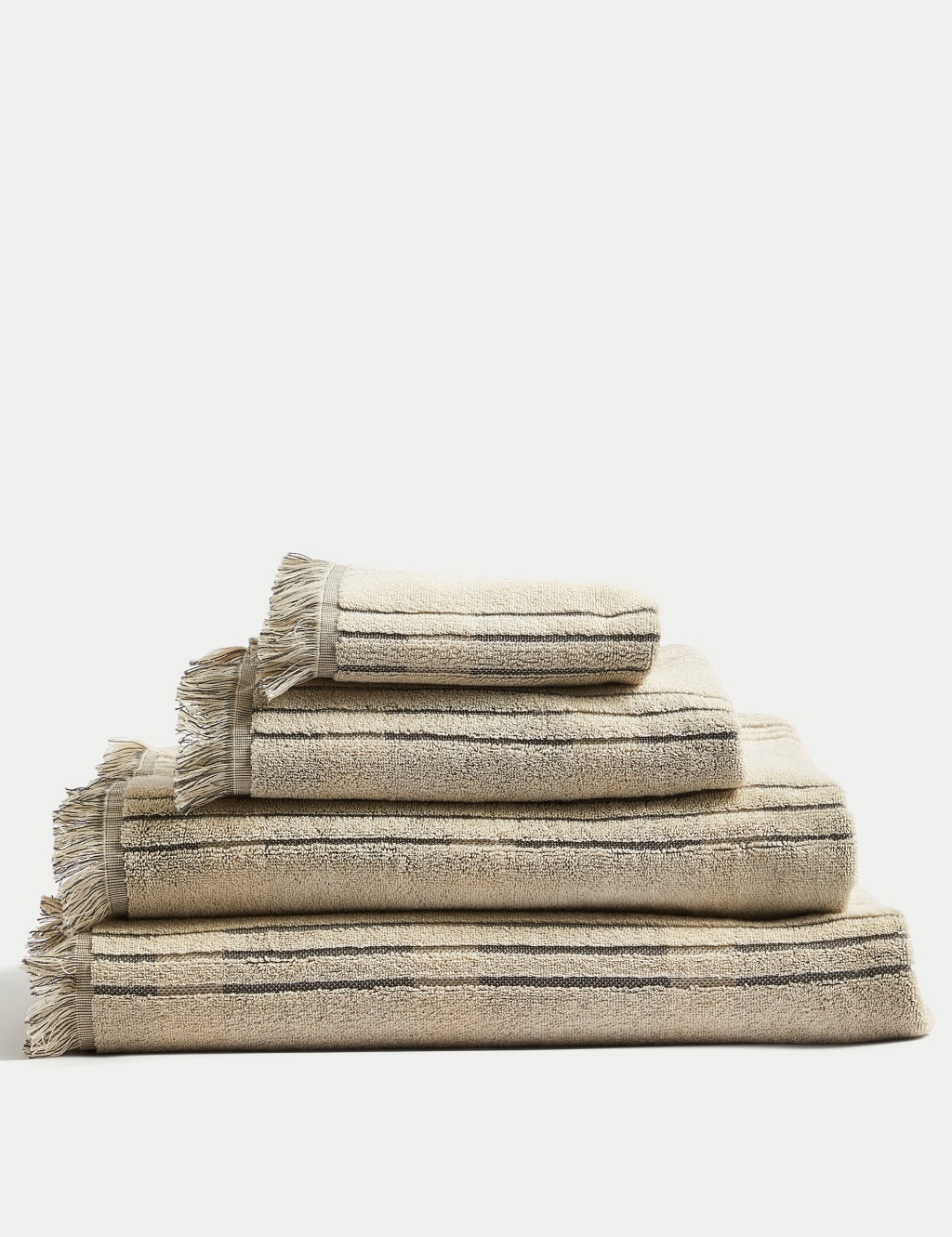 Pure Cotton Striped Fringed Towel M&S Collection M&S