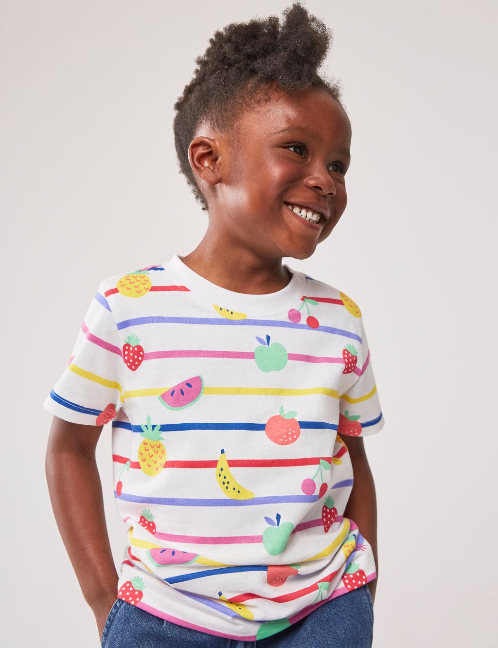Pure Cotton Striped Fruit Print T-Shirt (3-12 Yrs) 3 of 5