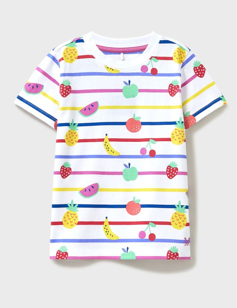 Pure Cotton Striped Fruit Print T-Shirt (3-12 Yrs) 2 of 5